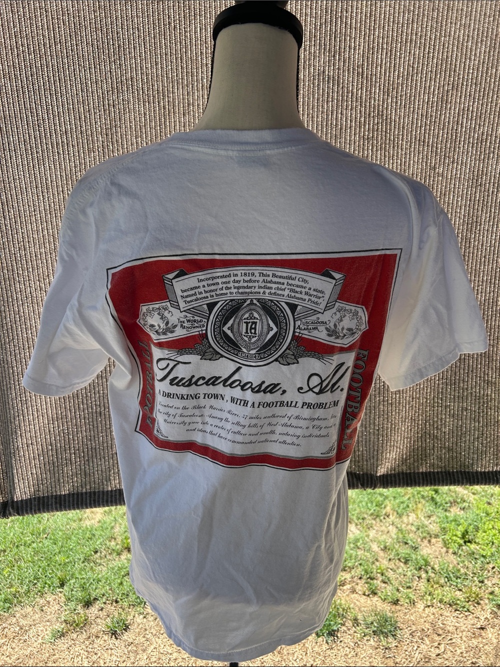 Tuscaloosa, AL White Graphic Tee with Red Print